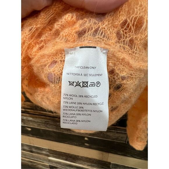Anthropologie Orange sheer Open-Stitch Pullover Sweater oversized sz XS - Picture 6 of 7